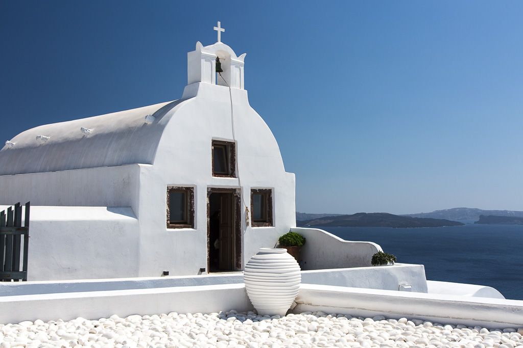 Santorini white chapel
