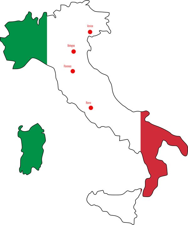 Italy itinerary map