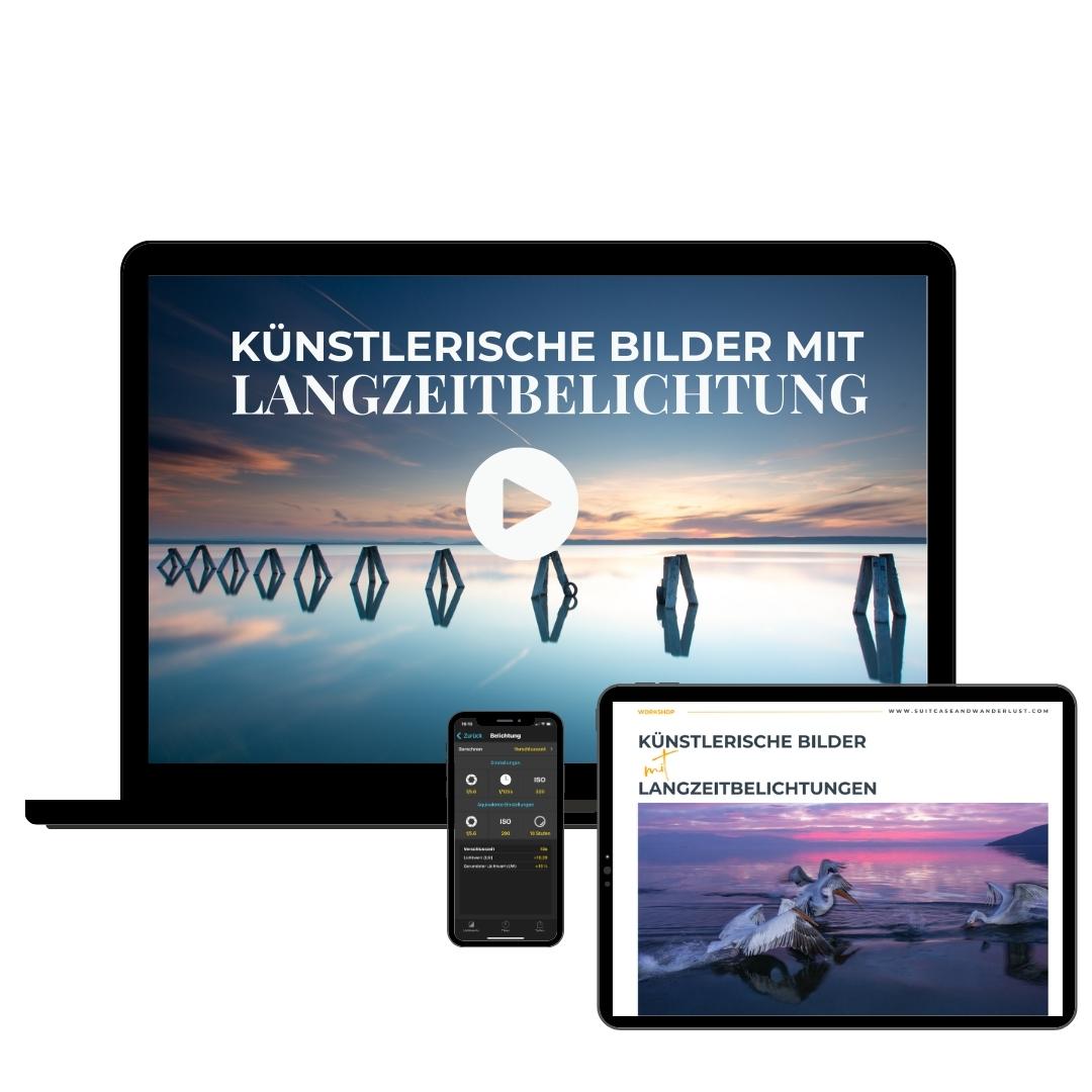 Fotos mit Langzeitbelichtungen aufgenommen als Mockup für den Kurs künstlerische Bilder mit Langzeitbelichtungen