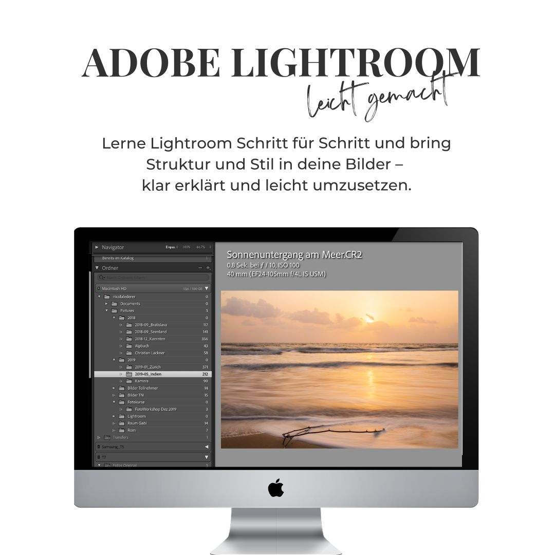 Lightroom leicht gemacht. mockup für einen Lightroom Kurs